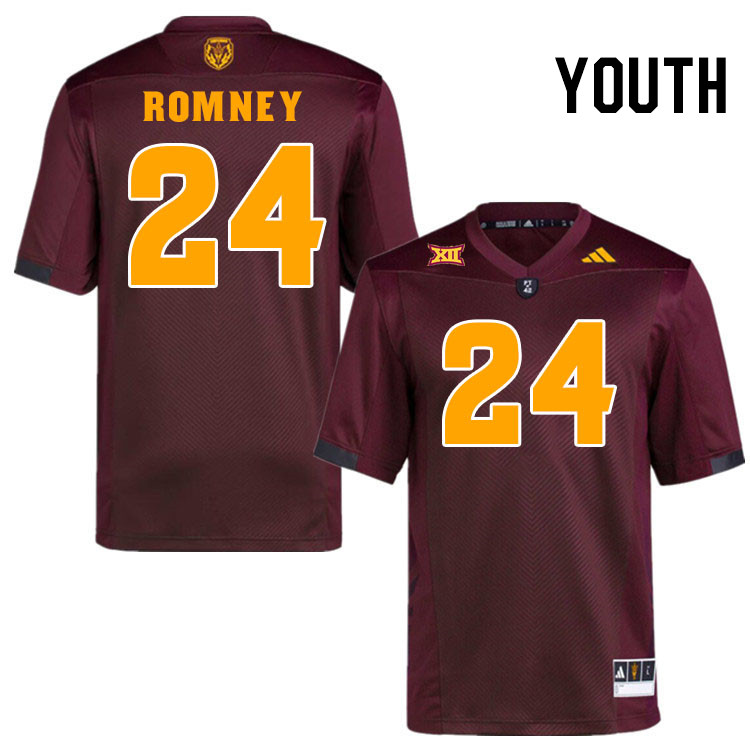 Youth #24 Tate Romney Arizona State Sun Devils College Football Jerseys Stitched-Maroon
